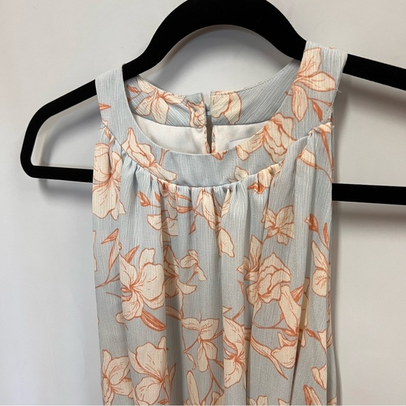Gilli Pale Blue Floral Pattern Sleeveless Dress with Belt Accent Size Medium - Picture 7 of 12